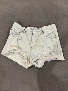 Levi's Light Blue Distressed Denim Cutoff Shorts